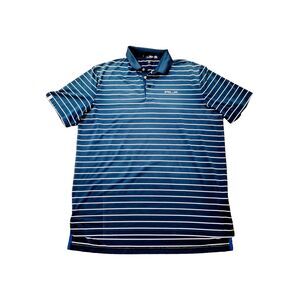 RLX Ralph Lauren Mens Golf Performance Polo Shirt Blue White Striped XL